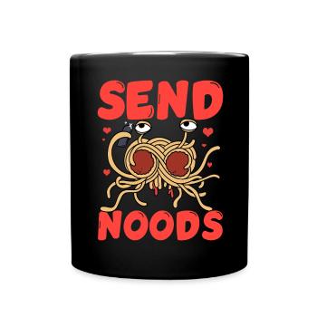 Fliegendes Spaghettimonster FSM - Tasse einfarbig - Schwarz - Vorne