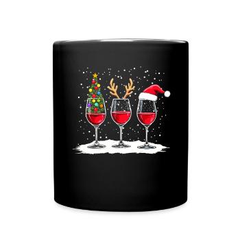 Lustiges Weihnachts Outfit Weingläser Weihnachten - Tasse einfarbig - Schwarz - Vorne