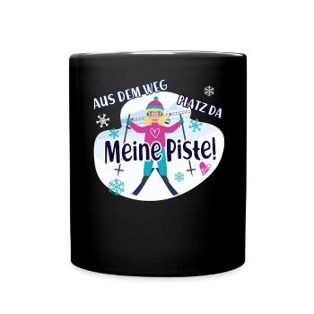 Skifahrer Ski Outfit Skisport Spruch Skiäuferin - Tasse einfarbig - Schwarz - Vorne