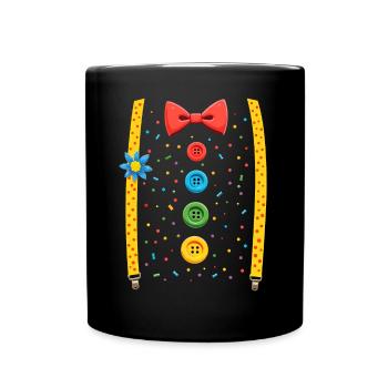 Clown Oberteil Karneval Kostüm Zirkus Narren - Tasse einfarbig - Schwarz - Vorne