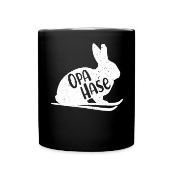 Hasenopa Opa Hase Skifahren Ski Fahrer Skilaufen - Tasse einfarbig - Schwarz - Vorne