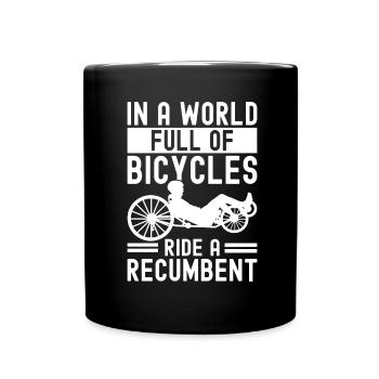 Recumbent Trike Liegetrike Liegedreirad - Tasse einfarbig - Schwarz - Vorne