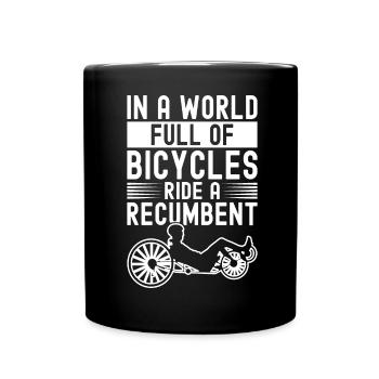 Recumbent Trike Liegetrike Liegedreirad - Tasse einfarbig - Schwarz - Vorne