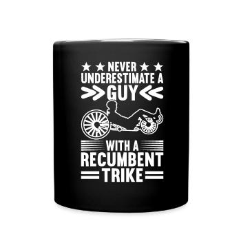 Recumbent Trike Liegetrike Liegedreirad - Tasse einfarbig - Schwarz - Vorne
