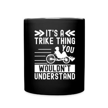 Recumbent Trike Liegetrike Liegedreirad - Tasse einfarbig - Schwarz - Vorne