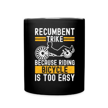 Recumbent Trike Liegetrike Liegedreirad - Tasse einfarbig - Schwarz - Vorne