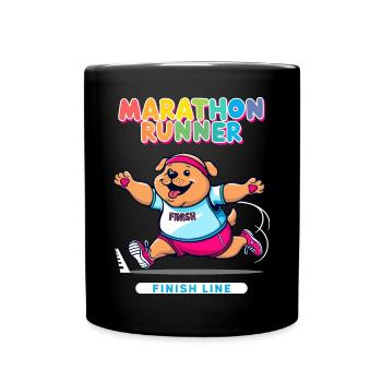 Dog Marathon Runner - Full Colour Mug - black - Front