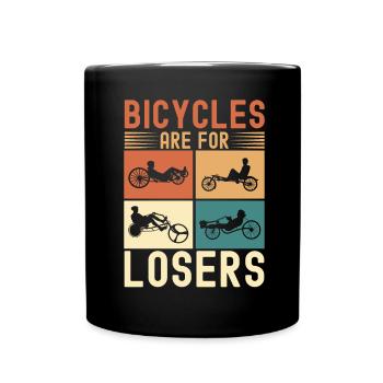 Recumbent Trike Liegetrike Liegedreirad - Tasse einfarbig - Schwarz - Vorne