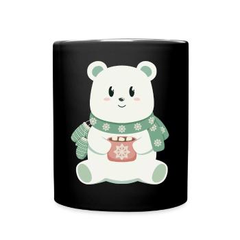 Ours polaire mignon dans l’ de Noël - Mug uni - noir - Devant