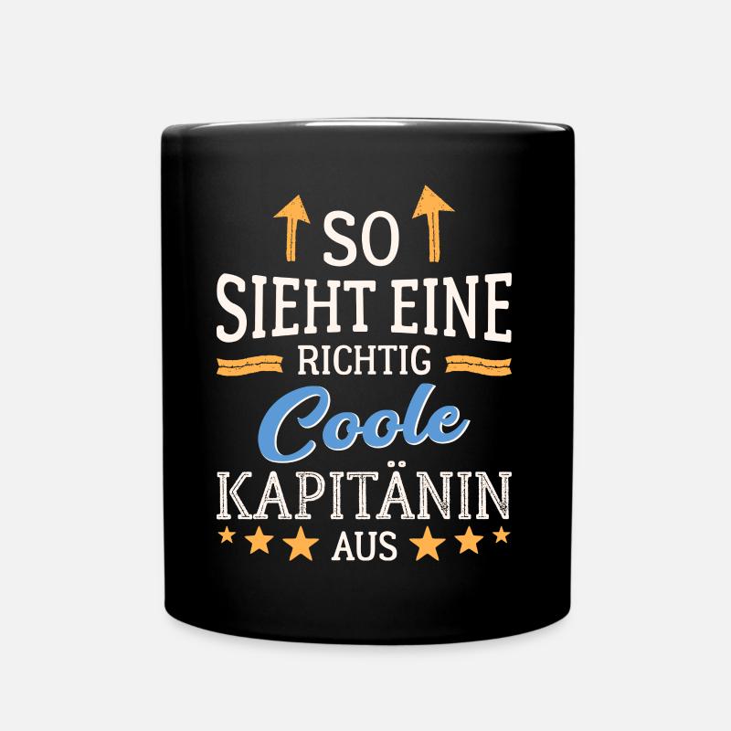 So sieht eine richtig coole Kapitänin aus - Tasse einfarbig - Schwarz