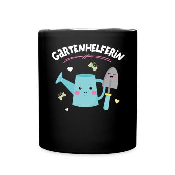 Gartenhelferin Gärtnern Gärtnerin Hobbygärtnerin - Tasse einfarbig - Schwarz - Vorne