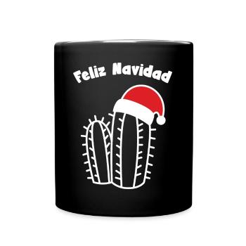 feliz navidad frohes fest Kaktus Weihnachtsmütze - Tasse einfarbig - Schwarz - Vorne