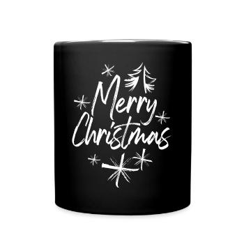 Frohe Weihnachten Graffiti xmas Sterne Schnee Baum - Tasse einfarbig - Schwarz - Vorne