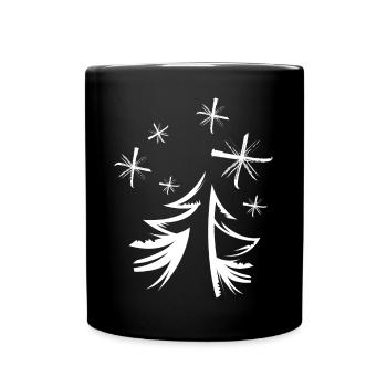 Tanne Schnee Stern minimal Graffiti Weihnachten - Tasse einfarbig - Schwarz - Vorne