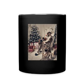 Selfie Chat Fête de Noël Tenue de Noël - Mug uni - noir - Devant