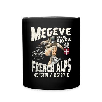 Vintage Französische Alpen Skateboarder Design - Tasse einfarbig - Schwarz - Vorne
