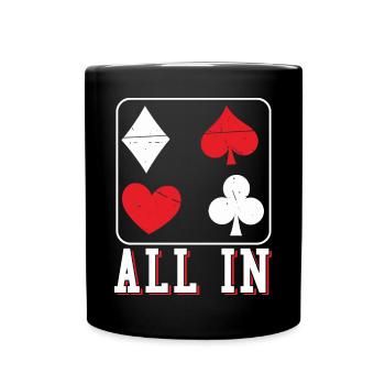 Poker All In Mit Karten-Symbole - Tasse einfarbig - Schwarz - Vorne