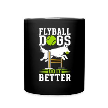 Flyball Hundesport - Tasse einfarbig - Schwarz - Vorne