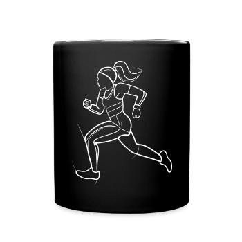 Läuferin Line Art - Tasse einfarbig - Schwarz - Vorne