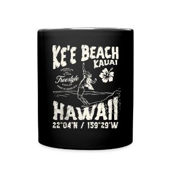 Hawaii Beach Surfing Fishing T-Shirt - Full Colour Mug - black - Front
