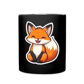 Renard mignon et heureux dans le style dessin animé - Mug uni - noir - Devant
