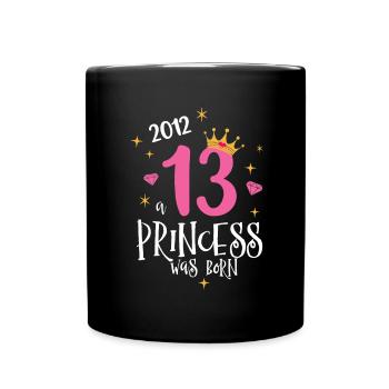 13th Birthday A Princess Born 2012 - Full Colour Mug - black - Front
