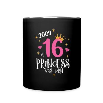 16e anniversaire Une princesse née en 2009 - Mug uni - noir - Devant