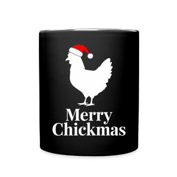 Merry Chickmas Funny Christmas Chicken - Full Colour Mug - black - Front