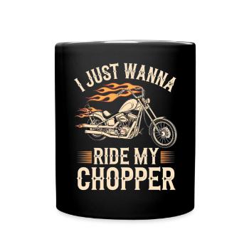 Flammender Chopper Motorrad - Tasse einfarbig - Schwarz - Vorne