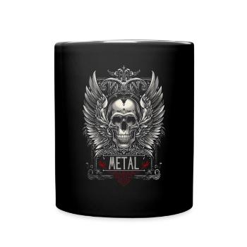 METAL crâne ailé gothique - Mug uni - noir - Devant