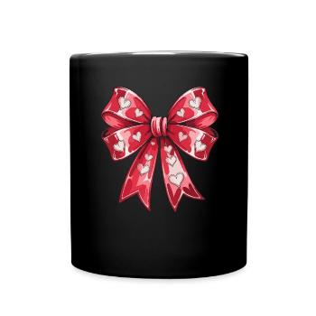 Red Heart Bow Coquette Partner Kids You - Full Colour Mug - black - Front