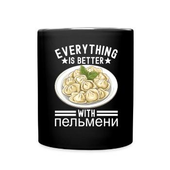 Pelmeni Russische Küche - Tasse einfarbig - Schwarz - Vorne