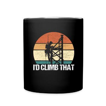 Industriekletterer Tower Climber Industrieklettern - Tasse einfarbig - Schwarz - Vorne