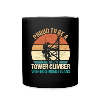 Industriekletterer Tower Climber Industrieklettern - Tasse einfarbig - Schwarz - Vorne