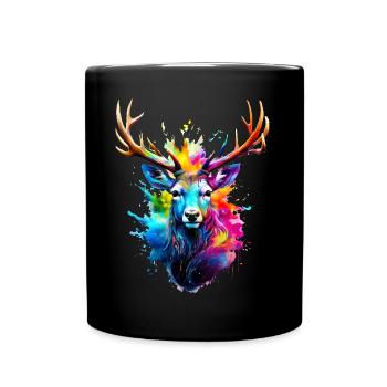 Painted Stag - Full Colour Mug - black - Front