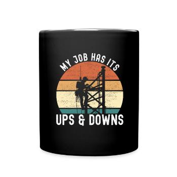 Industriekletterer Tower Climber Industrieklettern - Tasse einfarbig - Schwarz - Vorne