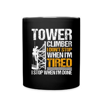 Industriekletterer Tower Climber Industrieklettern - Tasse einfarbig - Schwarz - Vorne