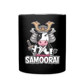 Samorai : la vache guerrière - Mug uni - noir - Devant