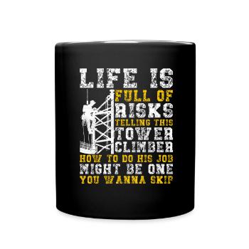 Industriekletterer Tower Climber Industrieklettern - Tasse einfarbig - Schwarz - Vorne