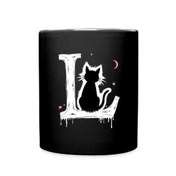 Lettre L avec chat - Mug uni - noir - Devant