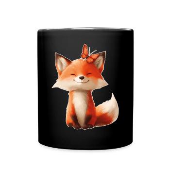 Fox with Butterfly - Full Colour Mug - black - Front