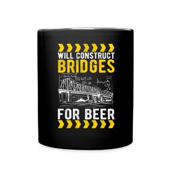 Bridge Engineer Bridge Construction - Full Colour Mug - black - Front