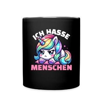 Grumpy unicorn is annoyed by people - Full Colour Mug - black - Front
