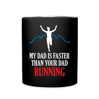Mon père est plus rapide que ton père qui court - Mug uni - noir - Devant
