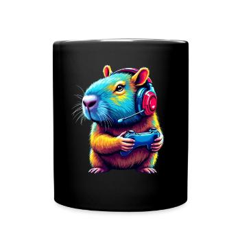 Capybara Gamer Gamer Funny Video Game Gaming - Full Colour Mug - black - Front