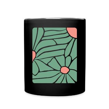Abstract Floral Boho - Tasse einfarbig - Schwarz - Vorne
