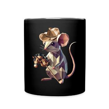 Souris de cow-boy avec cheval de loisir - Mug uni - noir - Devant