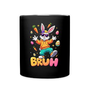 Bruh Cool Easter Bunny Boys Girls Easter - Full Colour Mug - black - Front