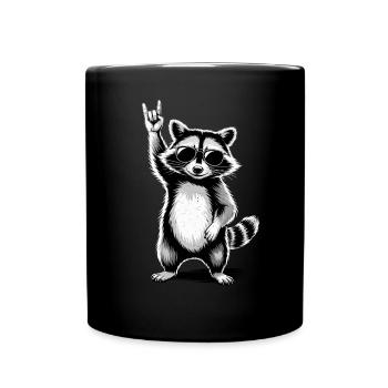 Rock On Concert Festival Music Funny Raccoon - Full Colour Mug - black - Front