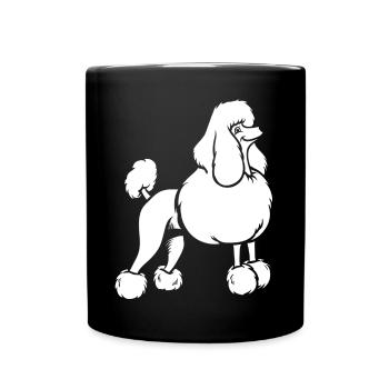 Elégant caniche silhouette blanc minimaliste - Mug uni - noir - Devant
